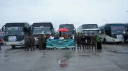 Pelepasan jamaah Muslimat NU Lampung oleh Rais Syuriyah dan Ketua PWNU Lampung Jumat (19/1/2024)